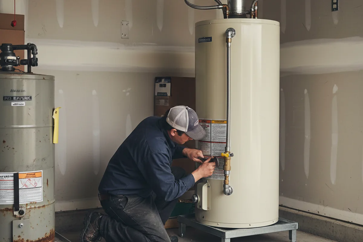 Water heater and shutoff valve replacement in Roxana