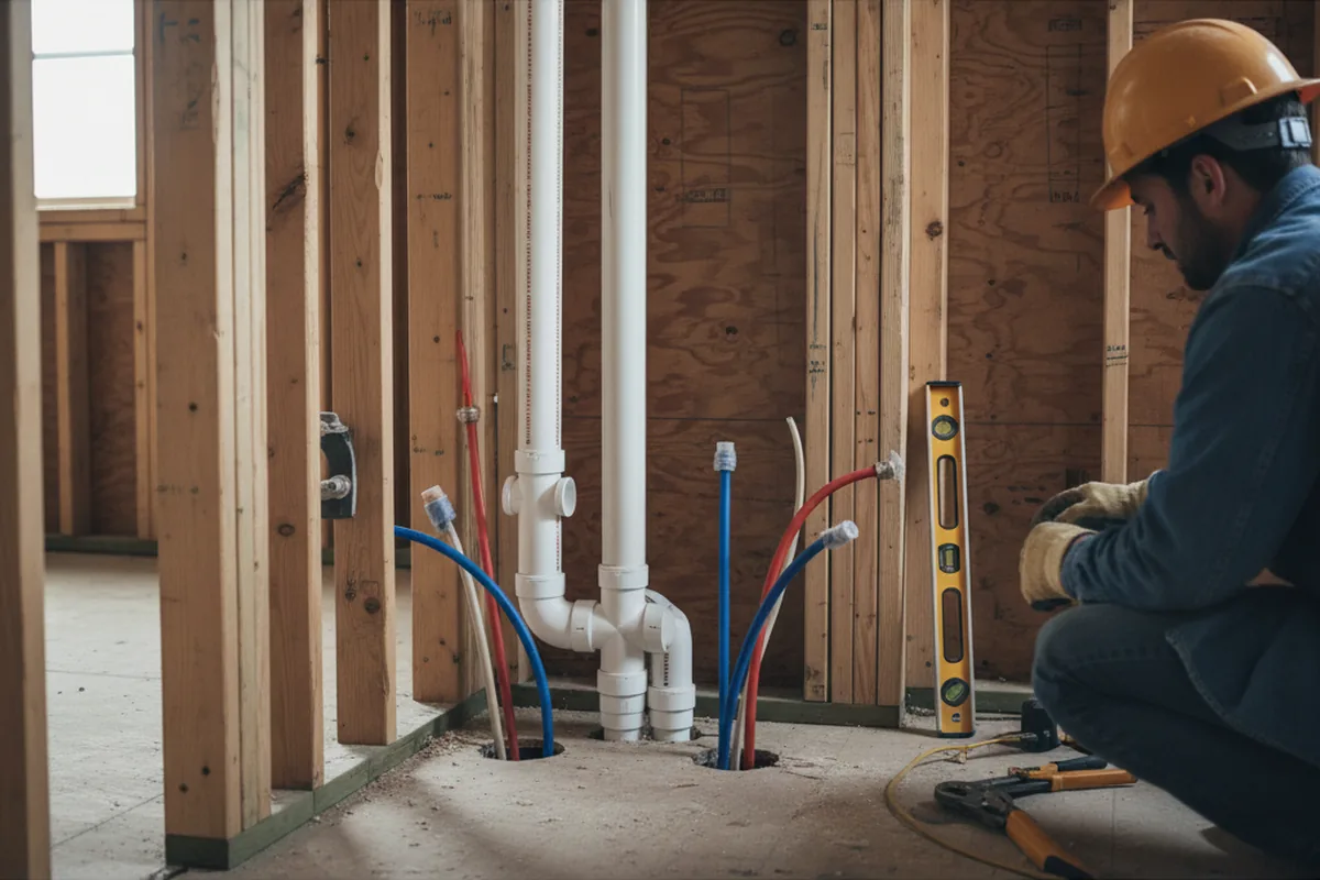 Drain and supply rough-in during Drain Cleaning in Roxana