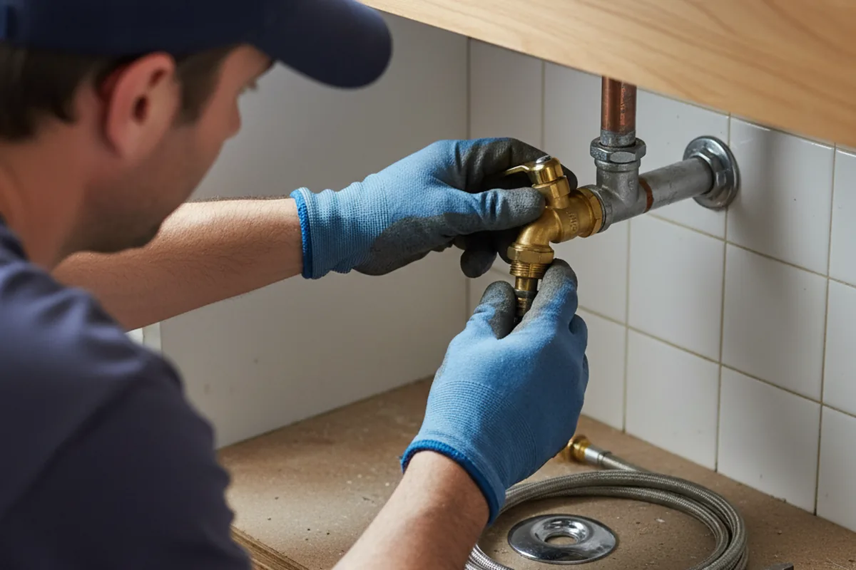 Shutoff valve and fitting work during Burst Pipe Repair in Roxana